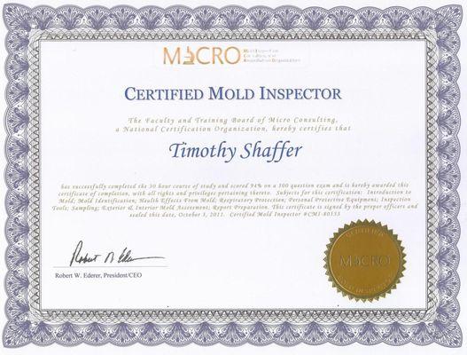 Mold Inspector Certification