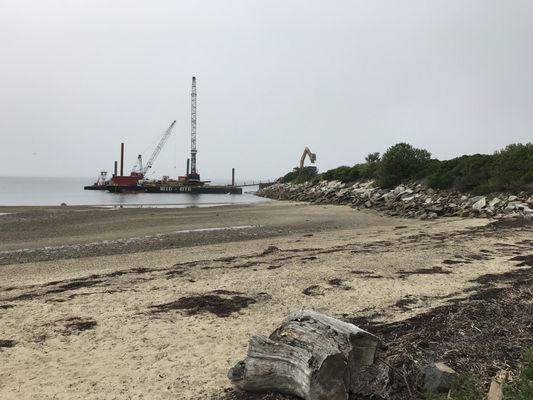 Demolition of pier next to beach