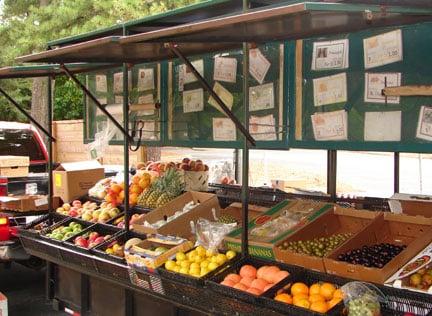 Fresh veggies and fruits just steps from your car.