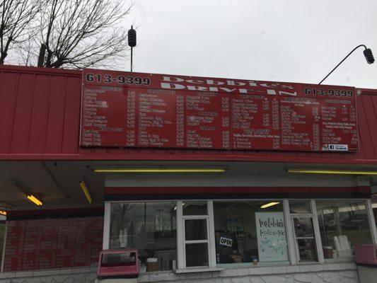 Just a basic menu typical of an old fashioned burger joint.