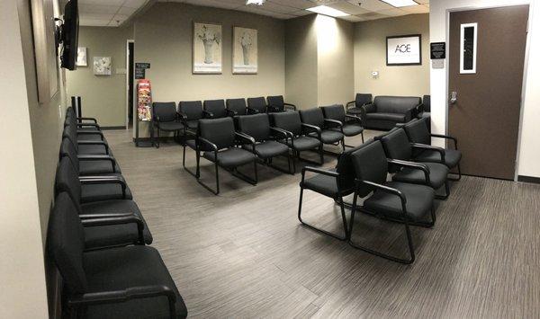 The newly expanded waiting room at the Advanced Center for Eyecare now offers even more seating and room to stretch your legs.