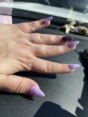 Acrylic nails with gel polish, fresh set