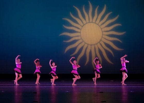 Junior Company dancers at competition during their Conga Jazz routine.