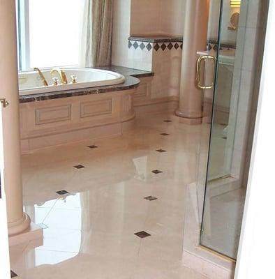 Master bathroom marble installation done by MD