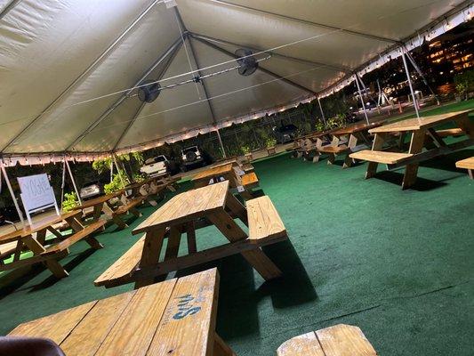 Outdoor tent seating