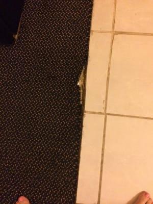 Missing carpet and hole in floor