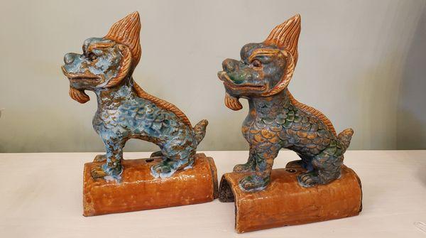 Pair of Dragon Foo Dogs W-3.5", D-7.5", H-11", $795 A738