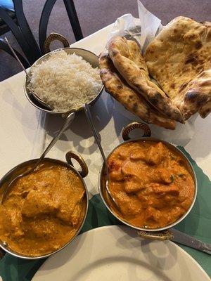 Chicken Tikka Masala Chicken Shahi Kurma Garlic Nan Bread