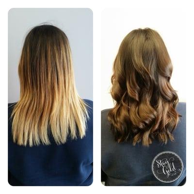 Before and after - Solid color and haircut by Julie