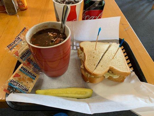 Egg Salad Sandwich & Black Bean Soup