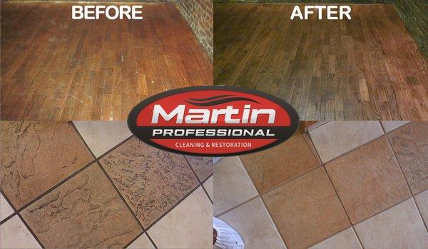 We can maintain or restore your wood floor using our dustless cleaning system.  Tile and grout can look brand new again!