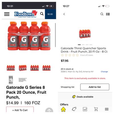 Just Gatorade alone they price gouge by double!