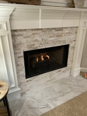 Upgraded fireplace surround tile