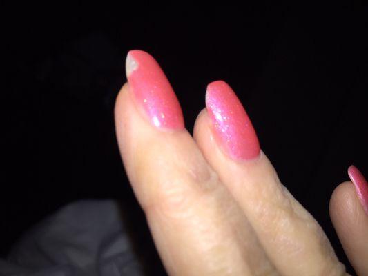 Chipped within 3 hours charged 50$ for regular acrylic fill gel polish. Ugh!