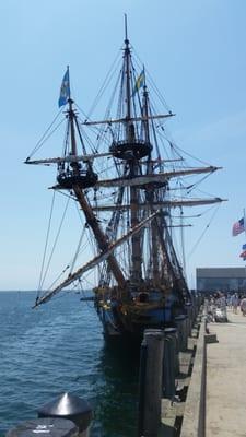 A view of the of the Kalmar Nyckel at dock in Provincetown,  MA