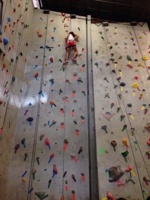 Isabella rock climbing