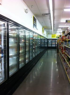 Whole aisle of freezer and cold cases!