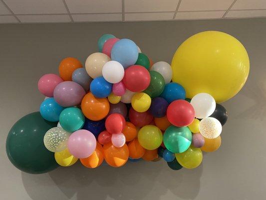 A colorful balloon burst. Has lasted more than 2 weeks without a single popped balloon.