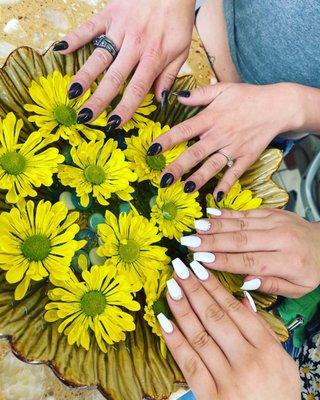 White nails and some cat eyes nail