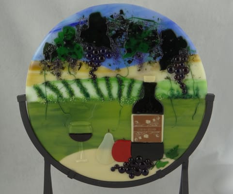 "Carrara Cellars" Fused glass. Stand is included