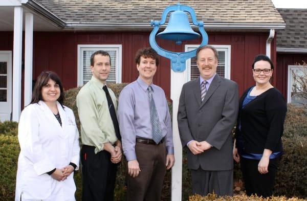 (Lt to Rt) Low vision Dr. Astorino, Ryan, office manager Bo, Dr. Sterling, manager/optician Stephanie.