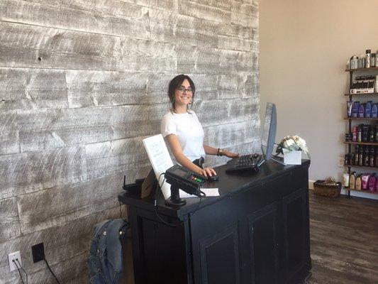 This is the reception area newly remodeled with Arianna the very polite and friendly receptionist.