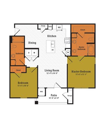 Two Bedroom Apartment Home- 1068 sq ft