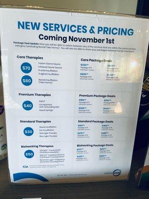 Services and prices.