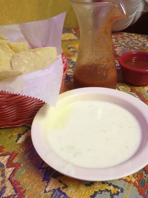 Cheese dip and salsa