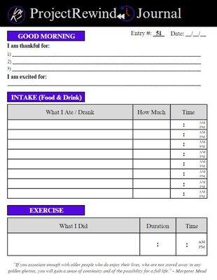 A snapshot of our one-of-a-kind ProjectRewind Journal for habit tracking and development.