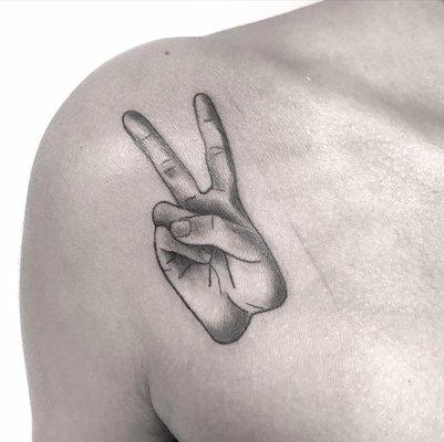 Black and gray peace sign