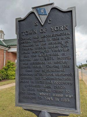 Town of York Historical Marker