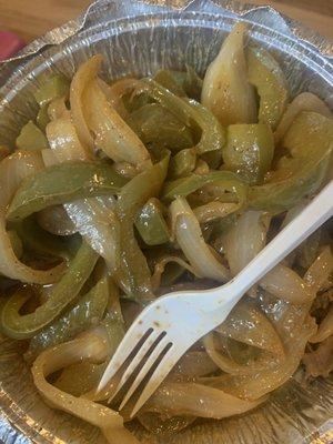 Ordered pepper steak. Got two small pieces of steak and A BUNCH OF PEPPERS. Unbelievable.