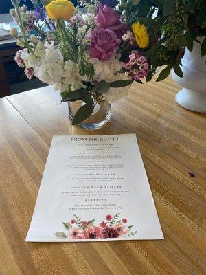 Menu with flowers from event.