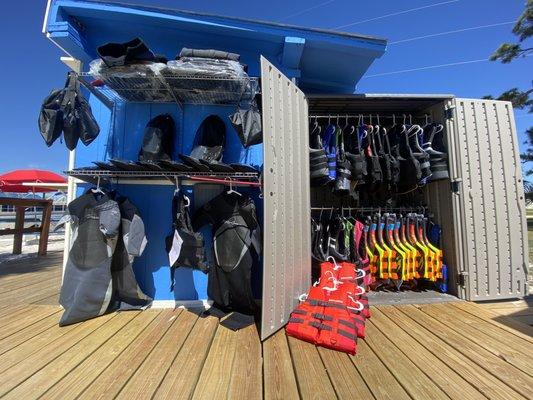 New wet suits, life jackets, snorkel gear and more!!