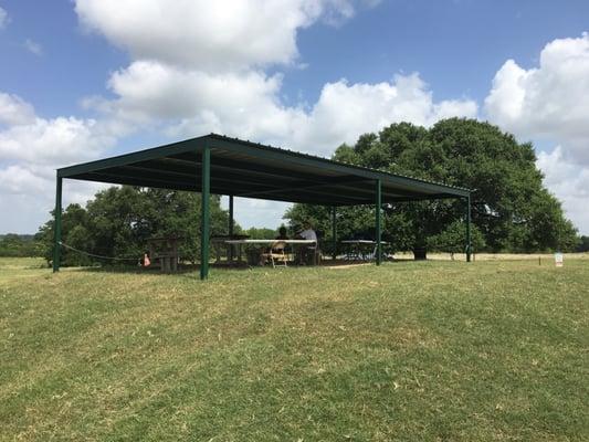 Metal shade structure.