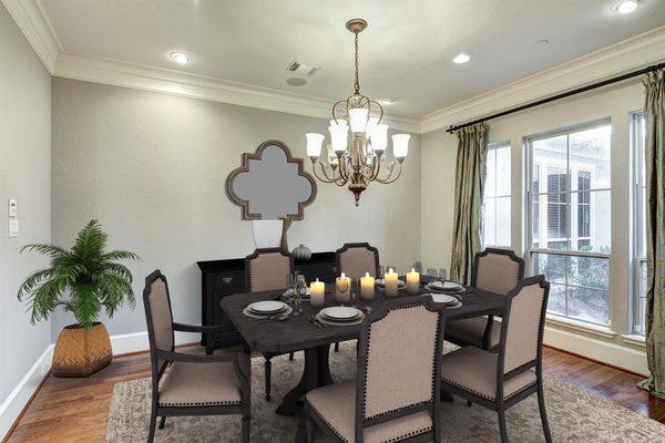 Dining room area where the ladies come and clean from top to bottom