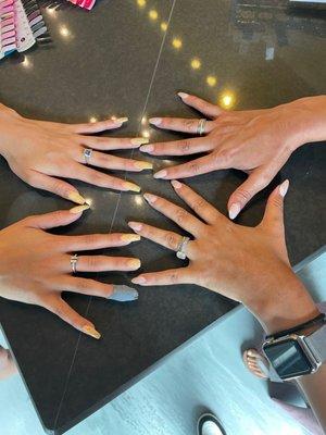 Yellow marble nails on the left cost over $125 and it didn't even last a week.