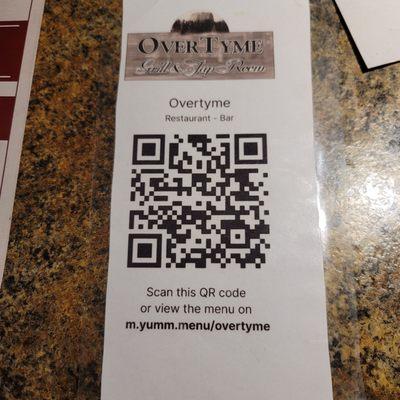 Bar menu QR code.