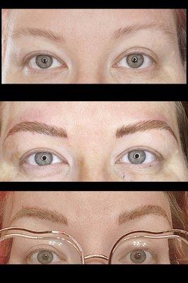 Before, right after and healed " fluffy brows"