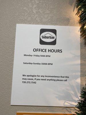 Office hours which are not true. I arrived at two PM, no one was available.