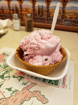 Sweet Black Cherry Ice Cream in Waffle Dish