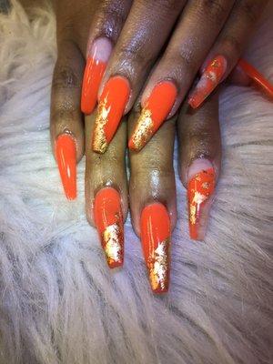 Manicure with Acrylic enhancements.