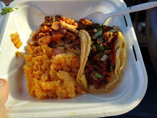 Moist flavorful Rice n Beans with Tacos a must try