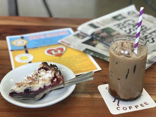 Strawberry coffeecake and Mexican Mocha.