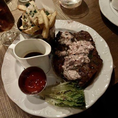 Flatiron Steak and Garlic Parmesan Truffle Fries