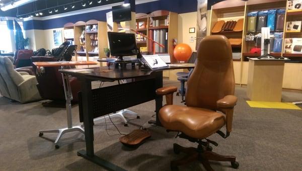 Our office chairs are custom fit to each individual to provide comfort and support to diminish aches and pains from sitting too long.