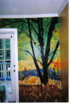 Fall Scene Mural, other side of door is a winter scene