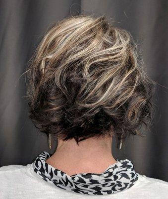 RaZor cutz Bob with Dark Brown and highlights coloring