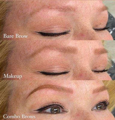 Combo Brows- Microbladed strokes in front & machine shading from the body to tails